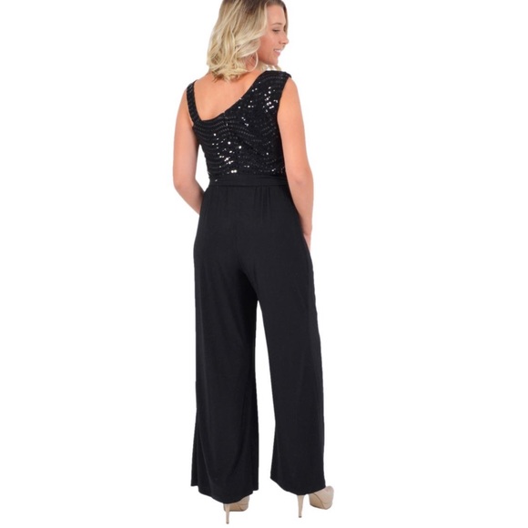 R&M Richards Jersey Jumpsuit Metallic Bodice - Picture 2 of 5